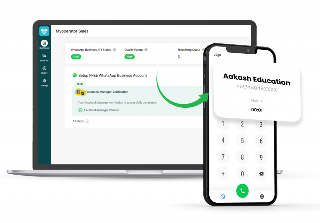 Myoperator whastapp dashboard  Aakash Education