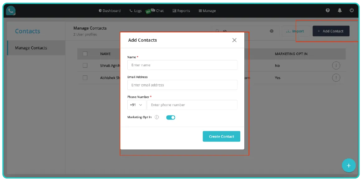 Create new contacts