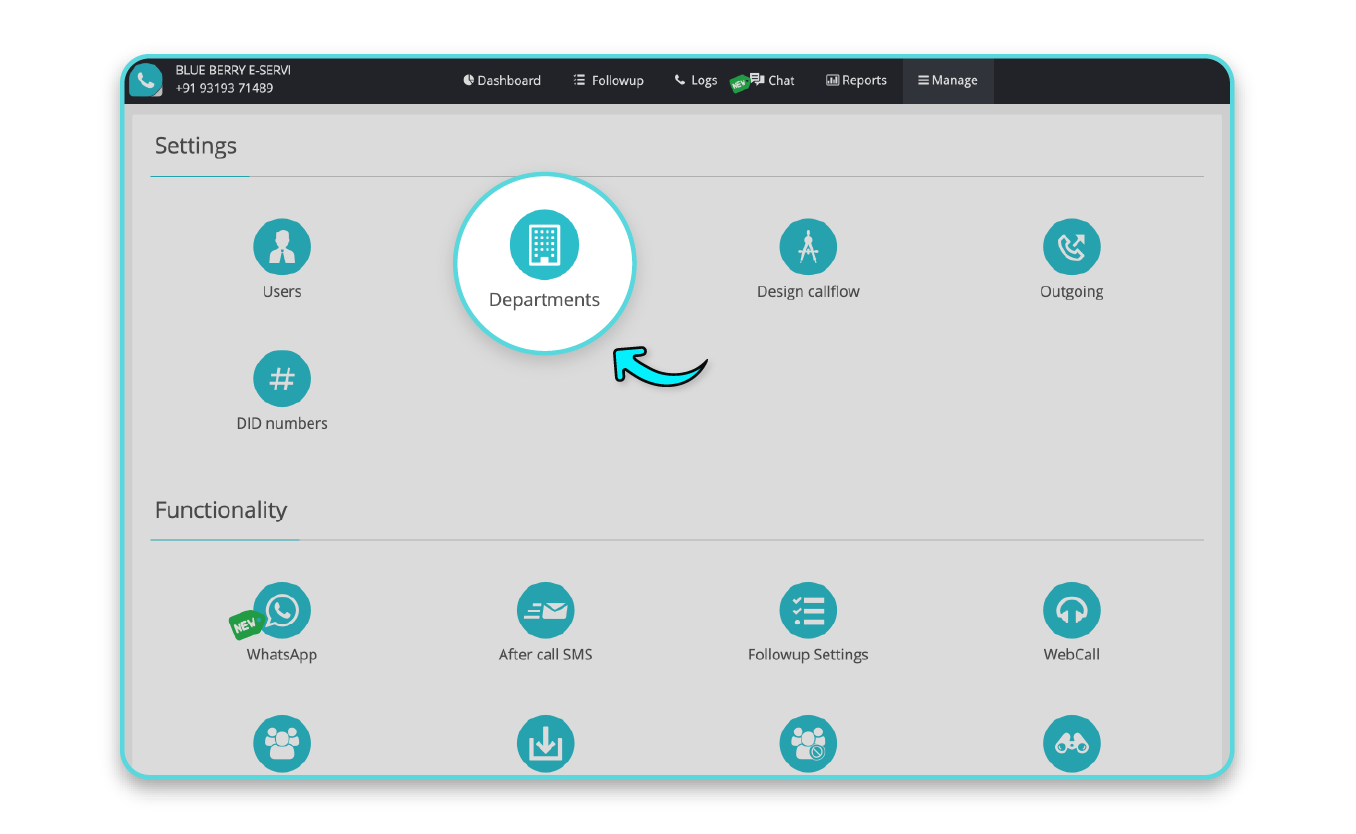 Click on Departments