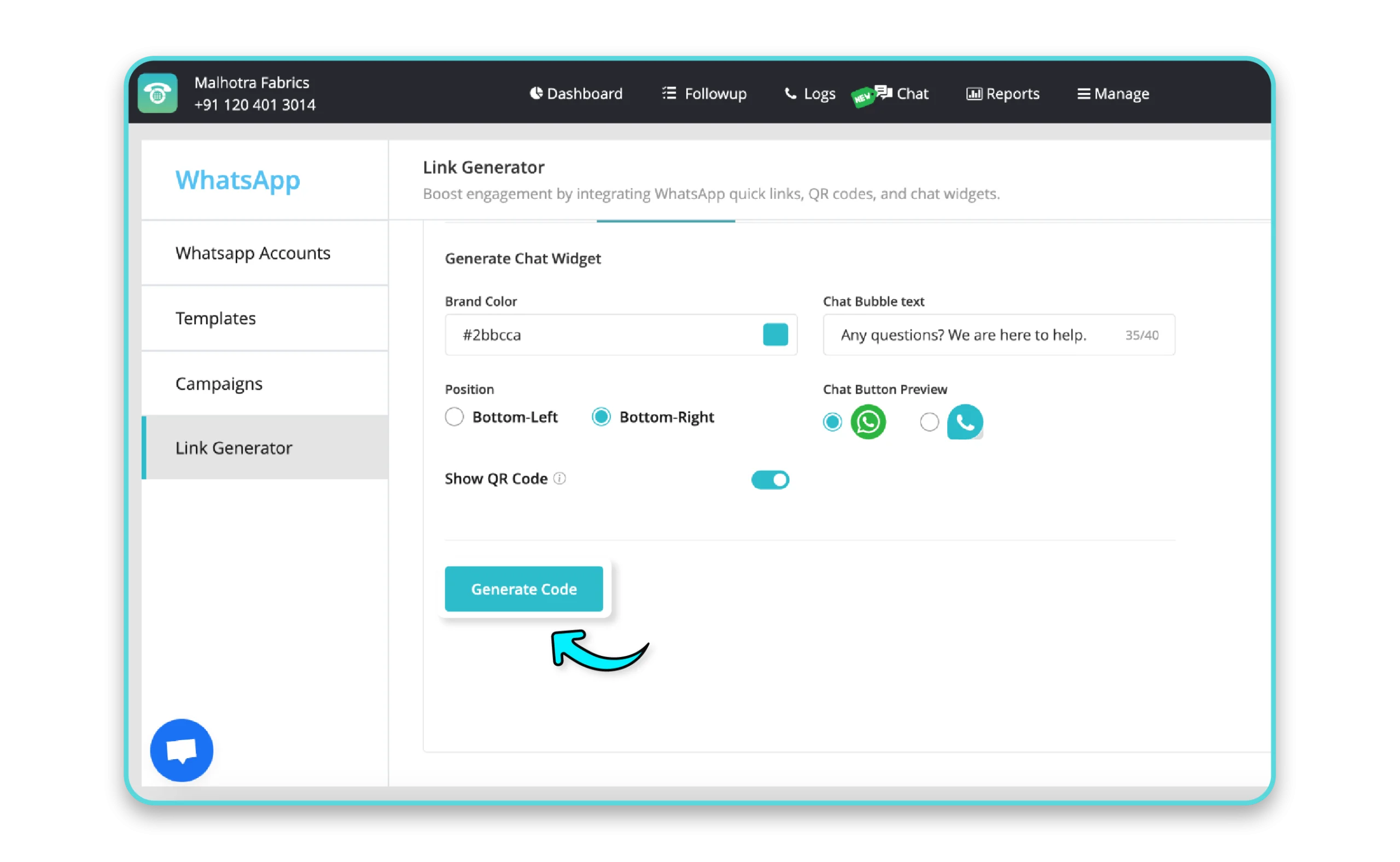 setting up chat widget for your website