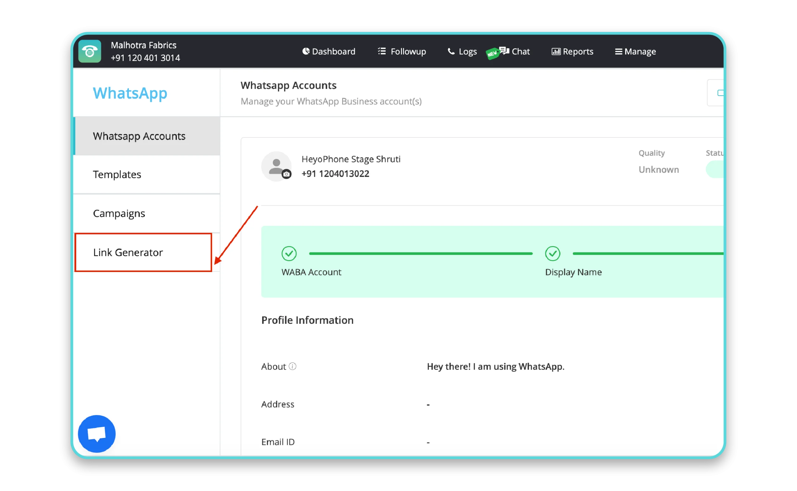 WhatsApp Link Generator in MyOperator