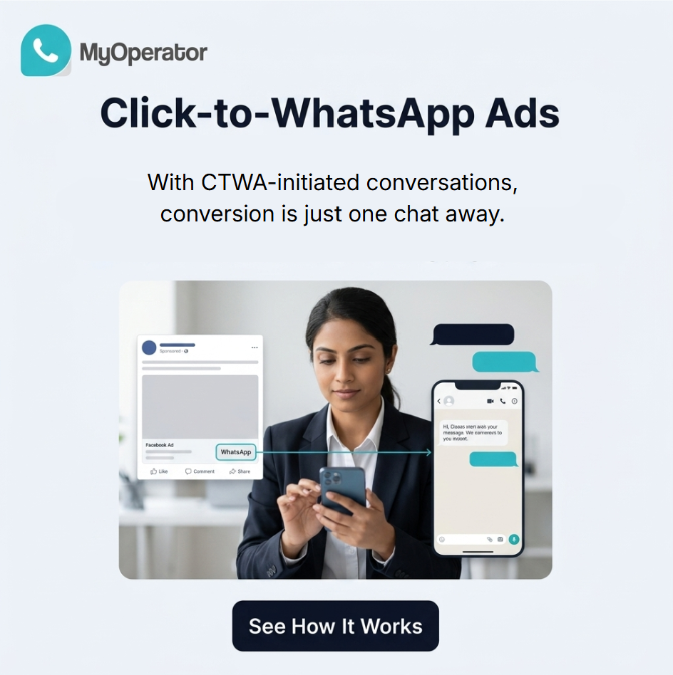 An image showing a prospect clicking on a CTWA ad and entering a WhatsApp chat screen