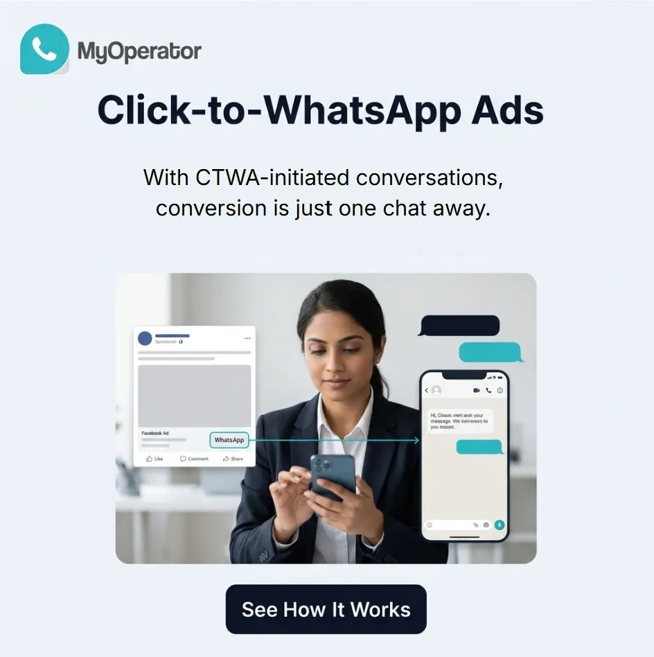 An image showing a prospect clicking on a CTWA ad and entering a WhatsApp chat screen