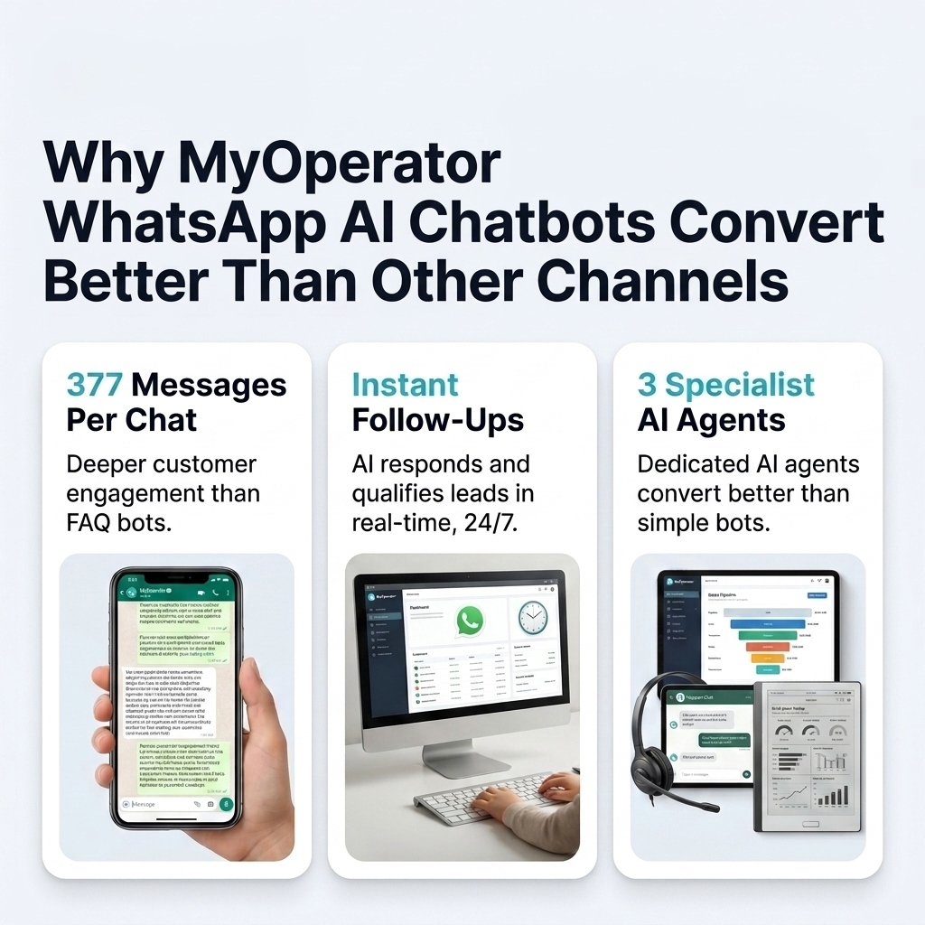 An infographic showing why MyOperator AI Chatbots convert better than other channels