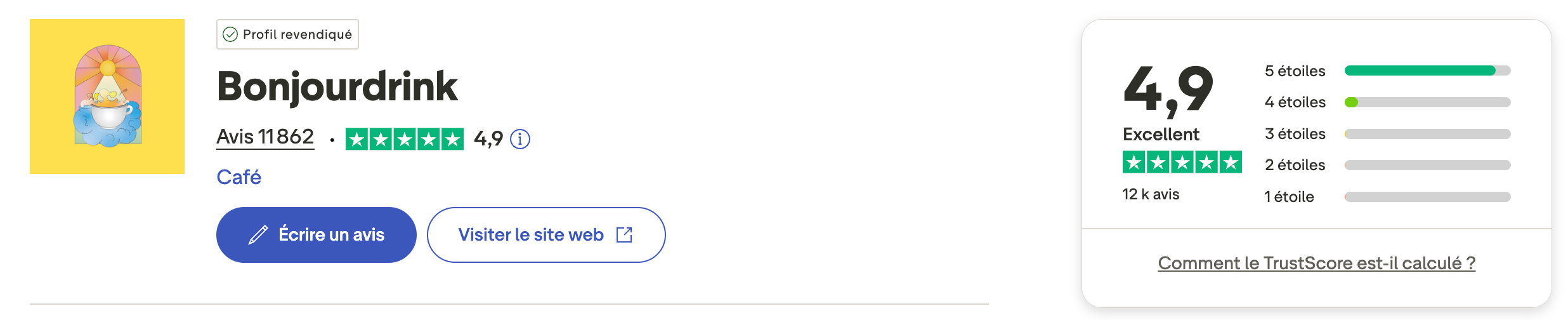capture avis clients Bonjour Drink Trustpilot
