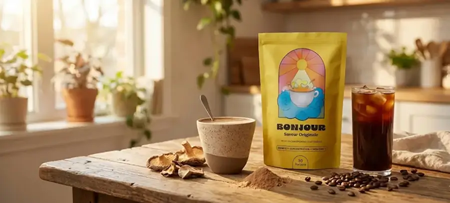 alternative au café classique avec boisson adaptogène aux champignons