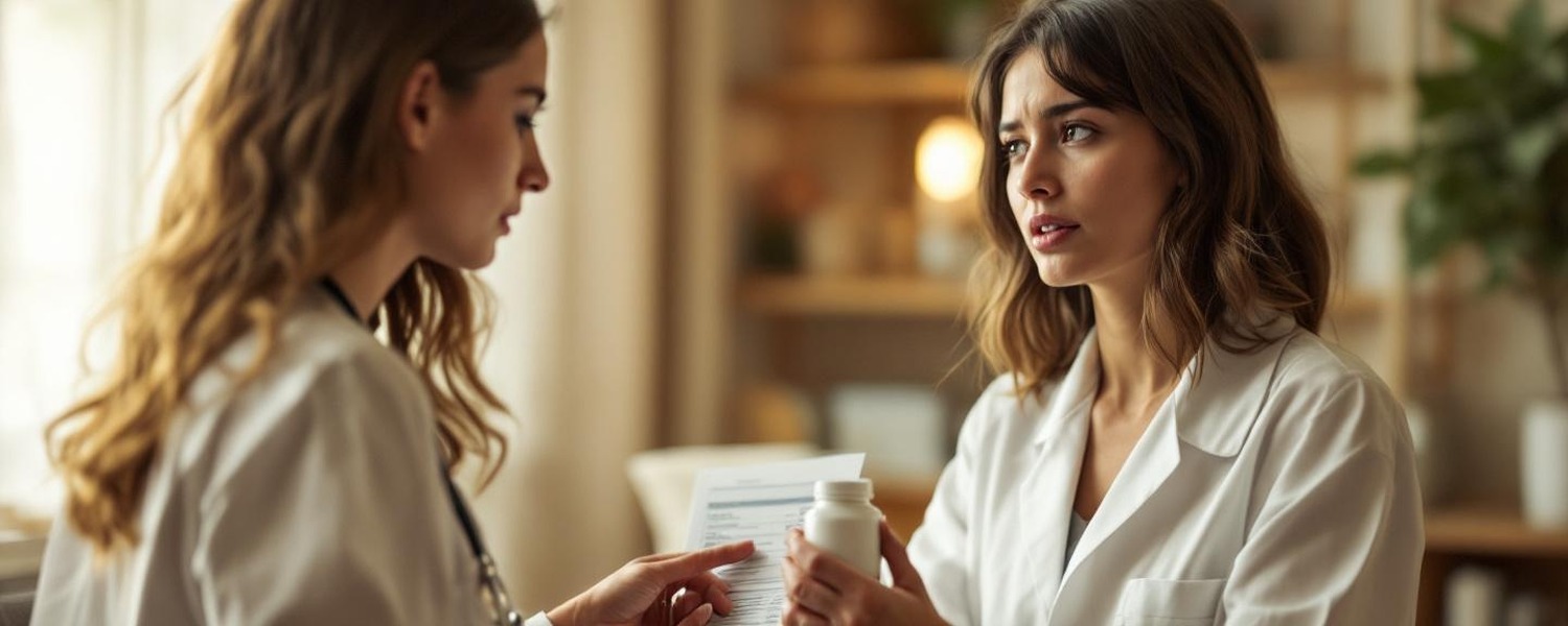Femme consultant un médecin au sujet des interactions médicamenteuses du reishi - Image article contre-indications | Le Meilleur Complément