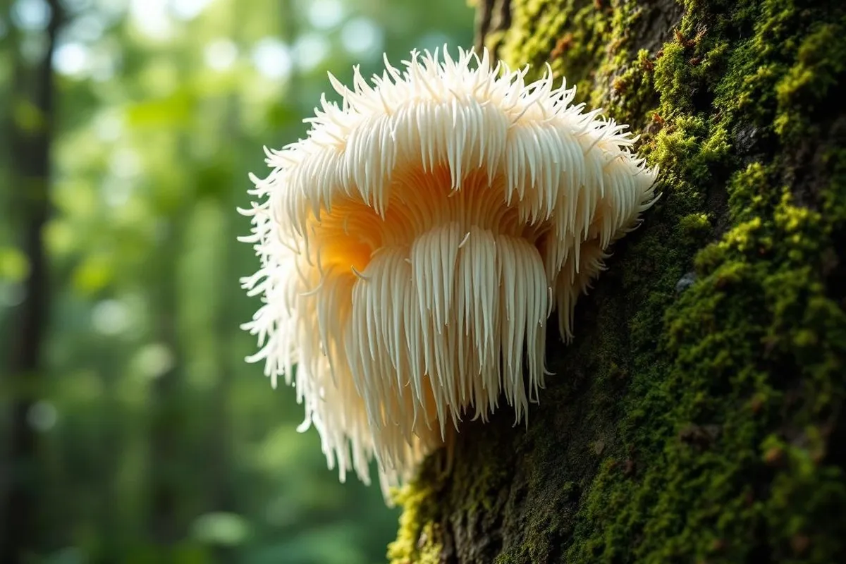 Champignon lion's mane (hericium erinaceus)