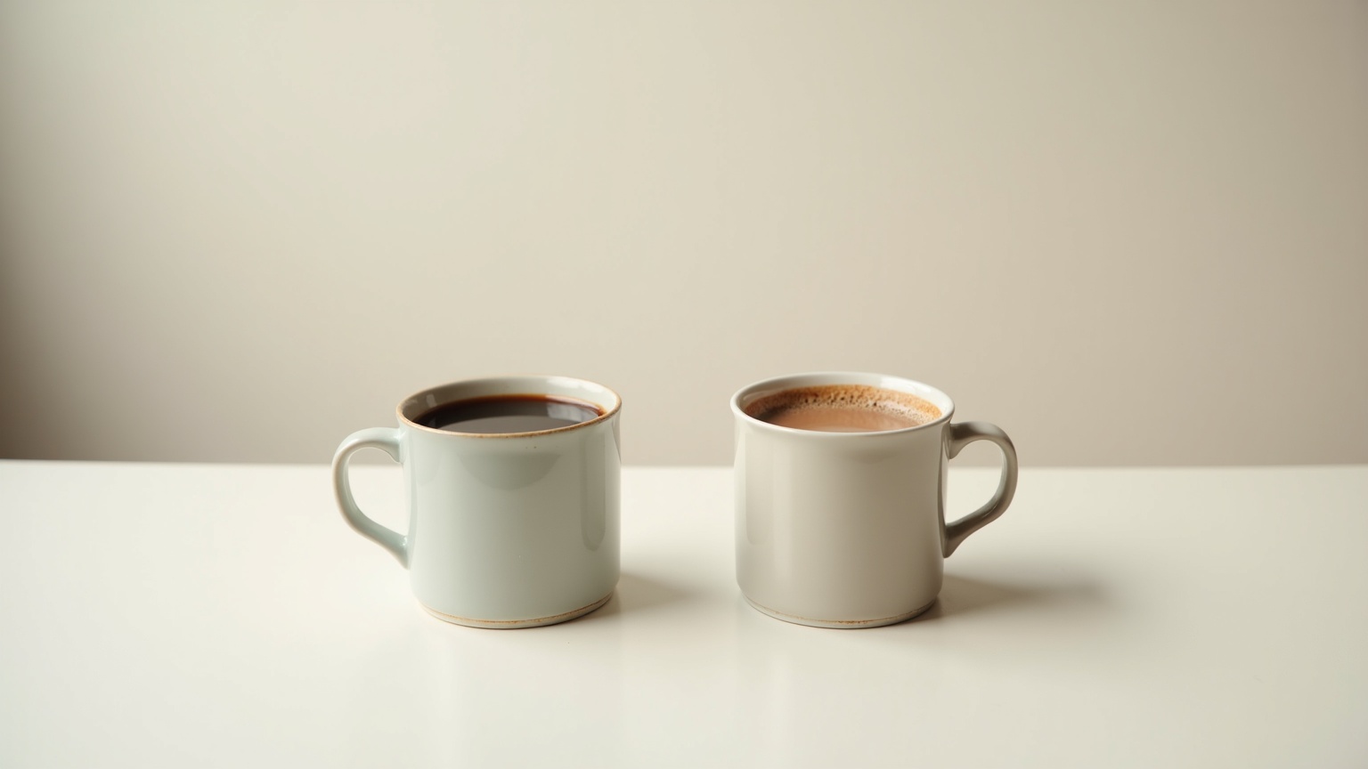 Comparaison de deux boissons : un café fonctionnel foncé et une boisson cacao plus douce