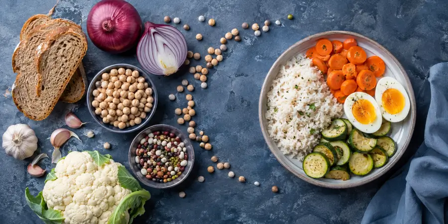 Aliments riches en FODMAP comparés à un repas peu fermentescible
