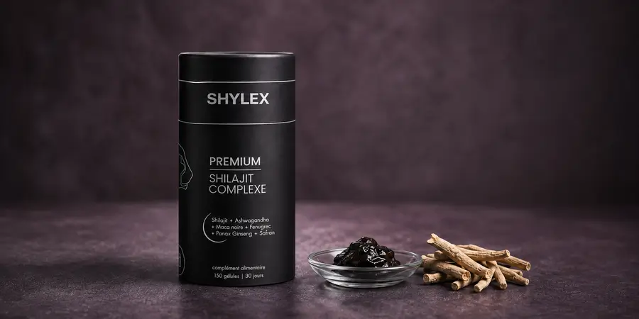 Premium Shilajit Complexe Shylex avec de la résine de shilajit et des racines d’ashwagandha
