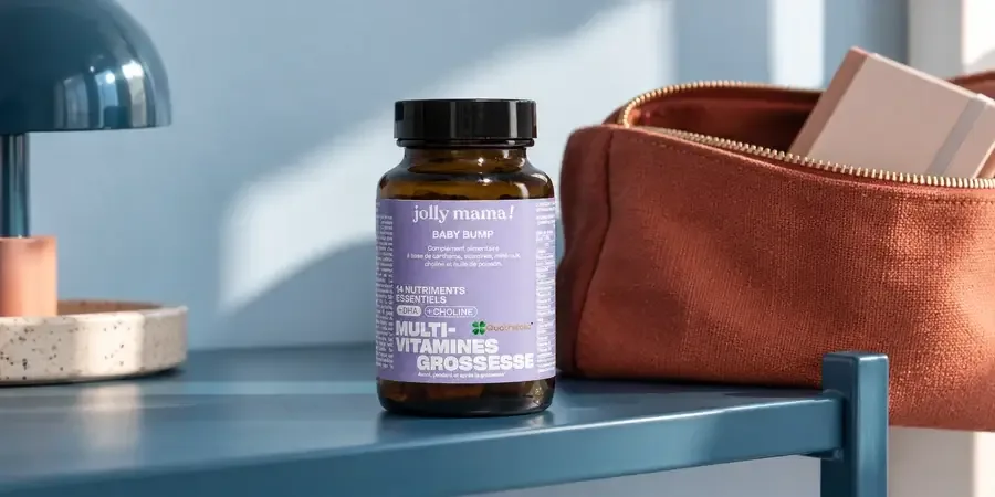 Le pot Baby Bump de Jolly Mama, formule à la choline, vitamine K2 et biotine