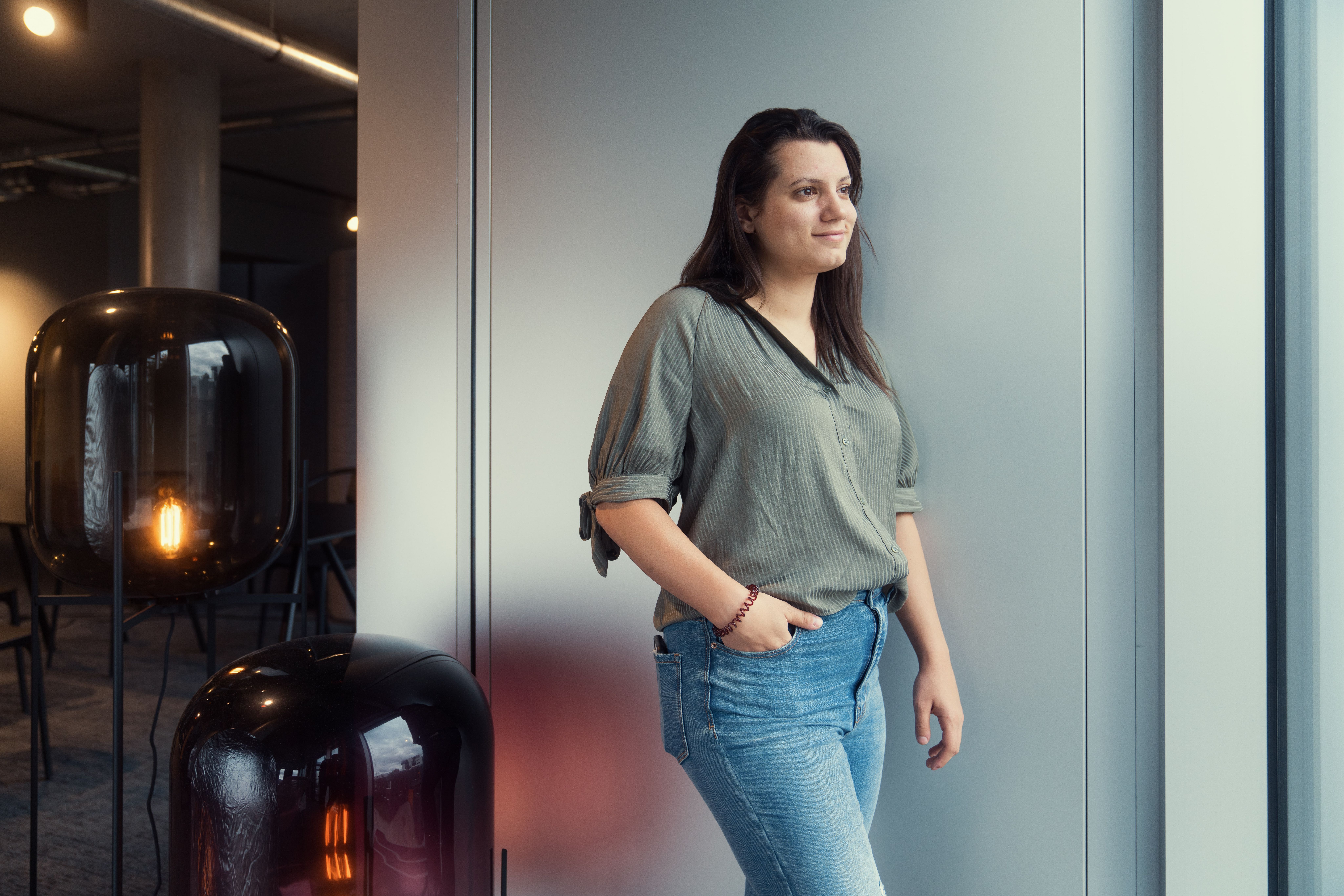 Debora in the Office walking
