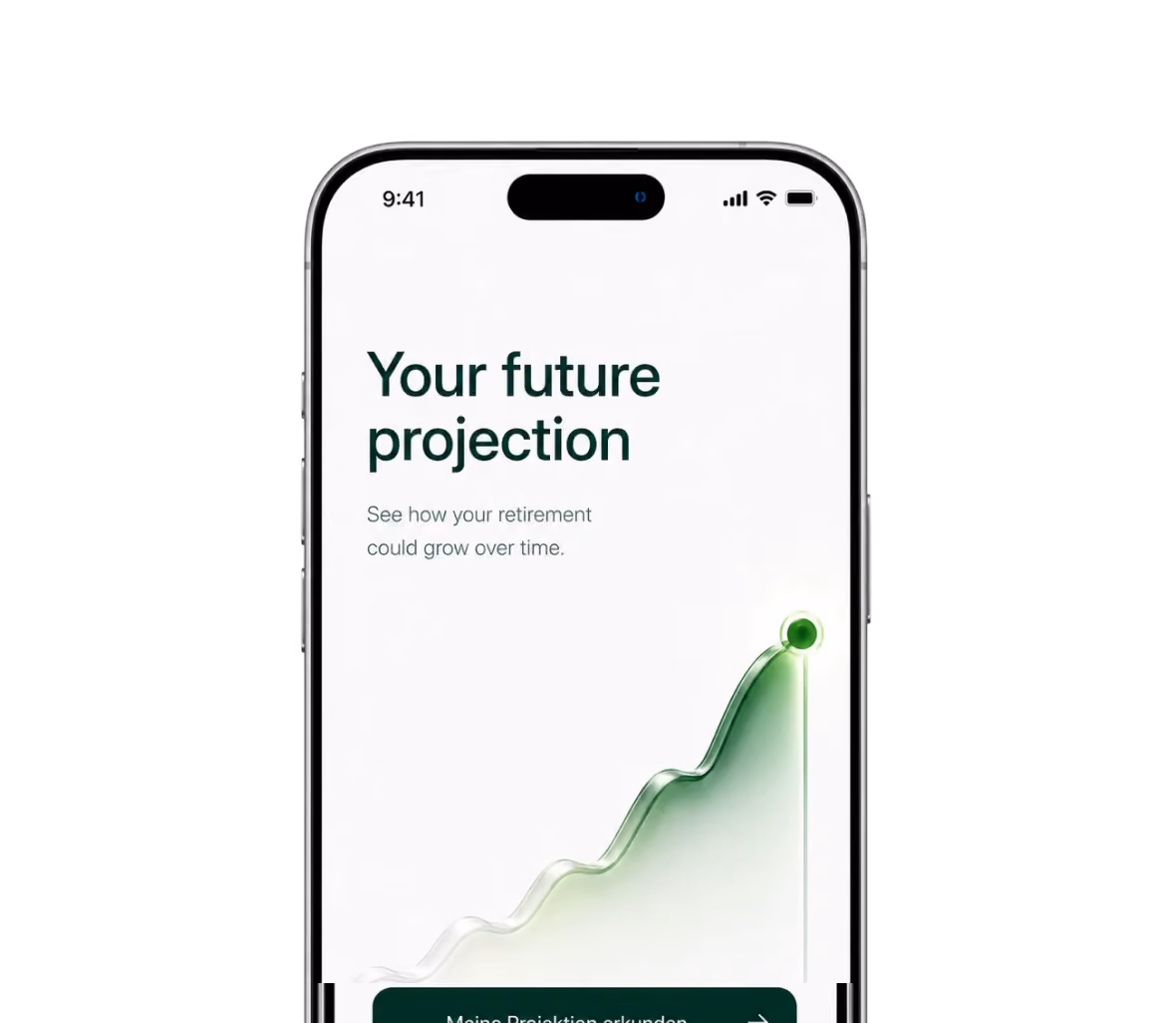 Getsafe app showing future pension projection