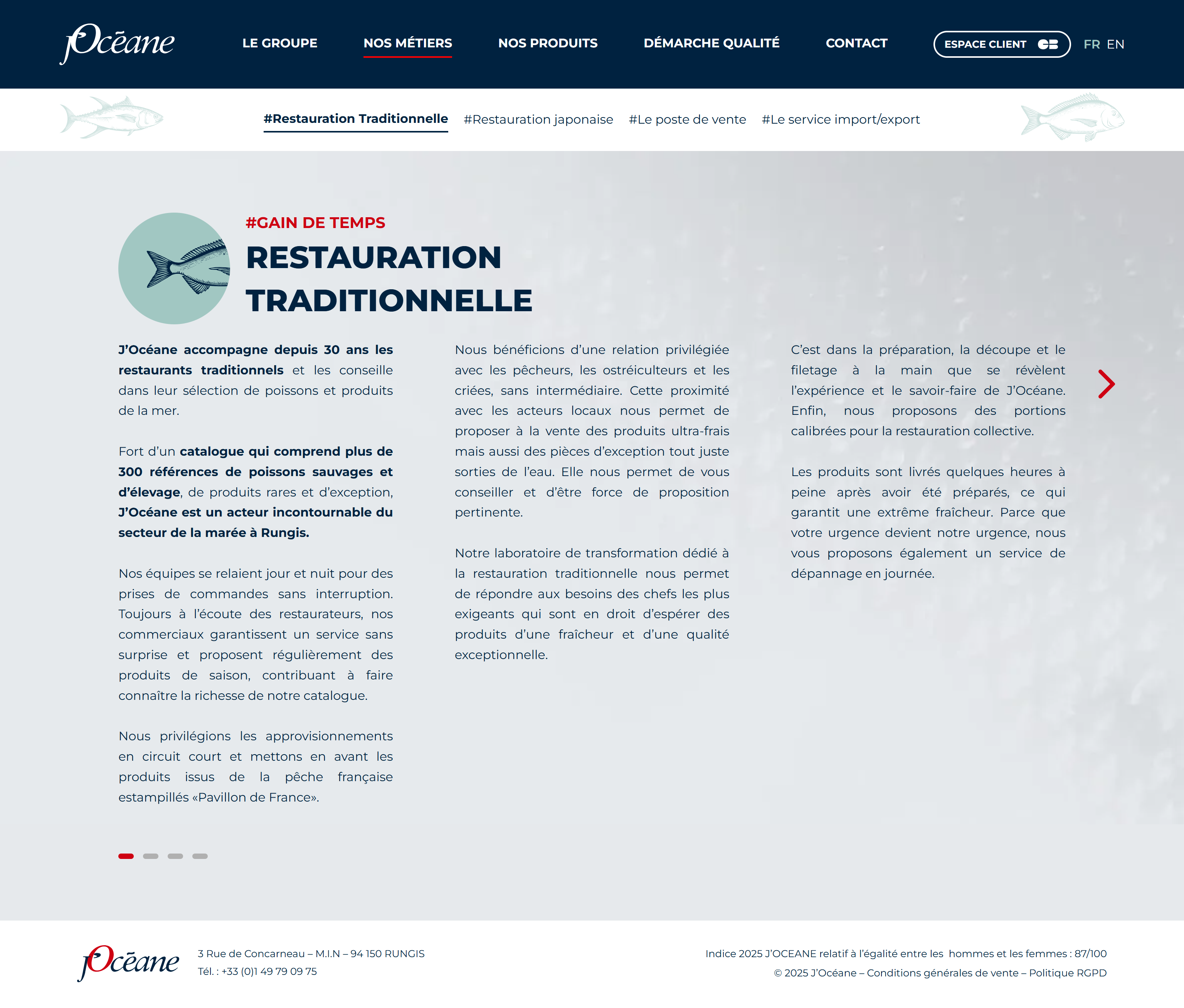 Page intérieure du site Webflow de J’Océane