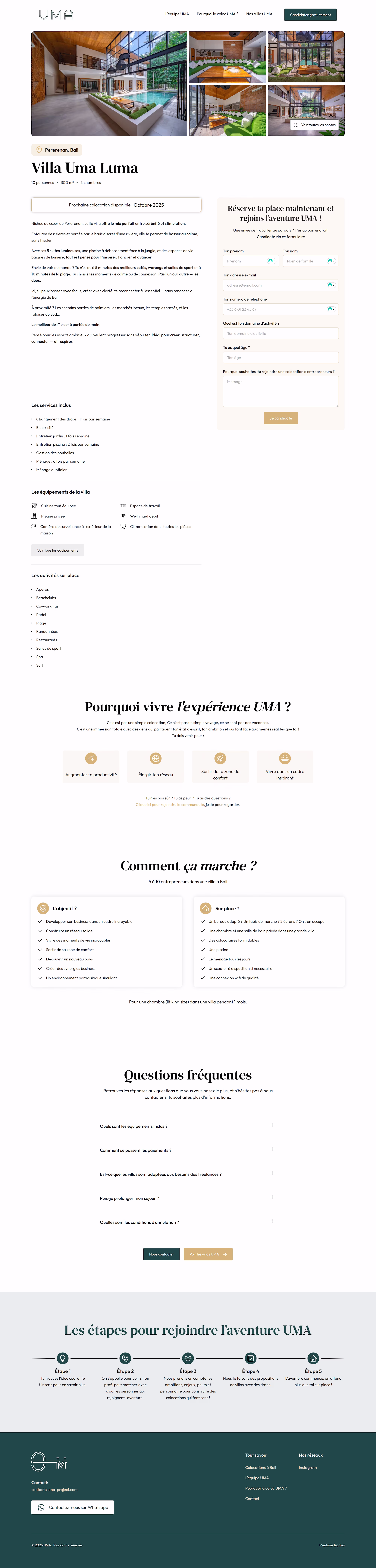 Autre page du site Webflow d’UMA