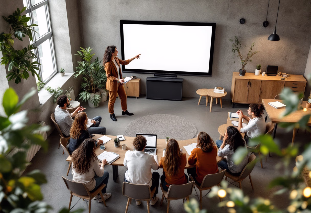 image of a teacher interacting with students using digital tools