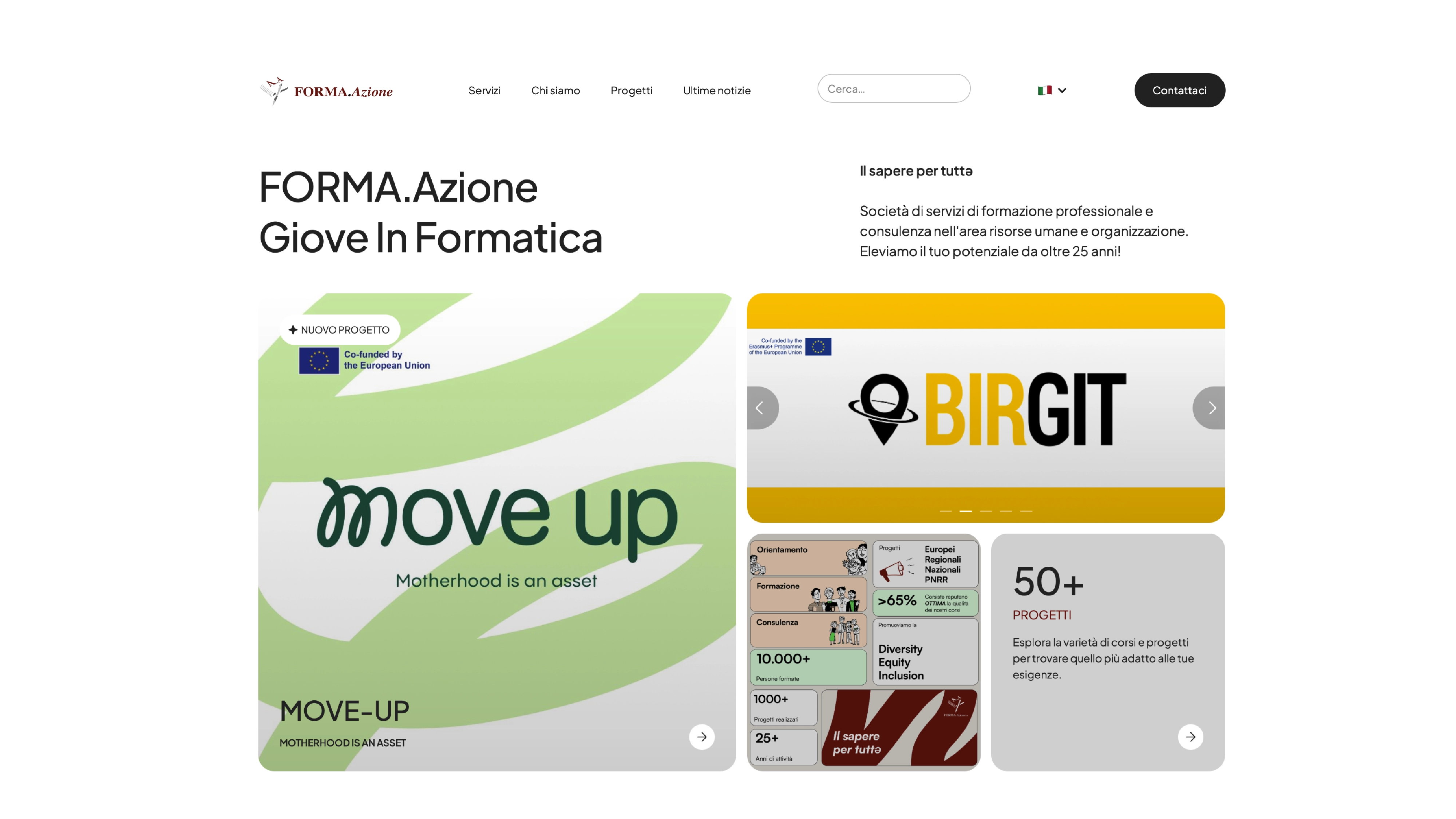 Web design homepage UI UX progetti europei formazione sito responsive professionale