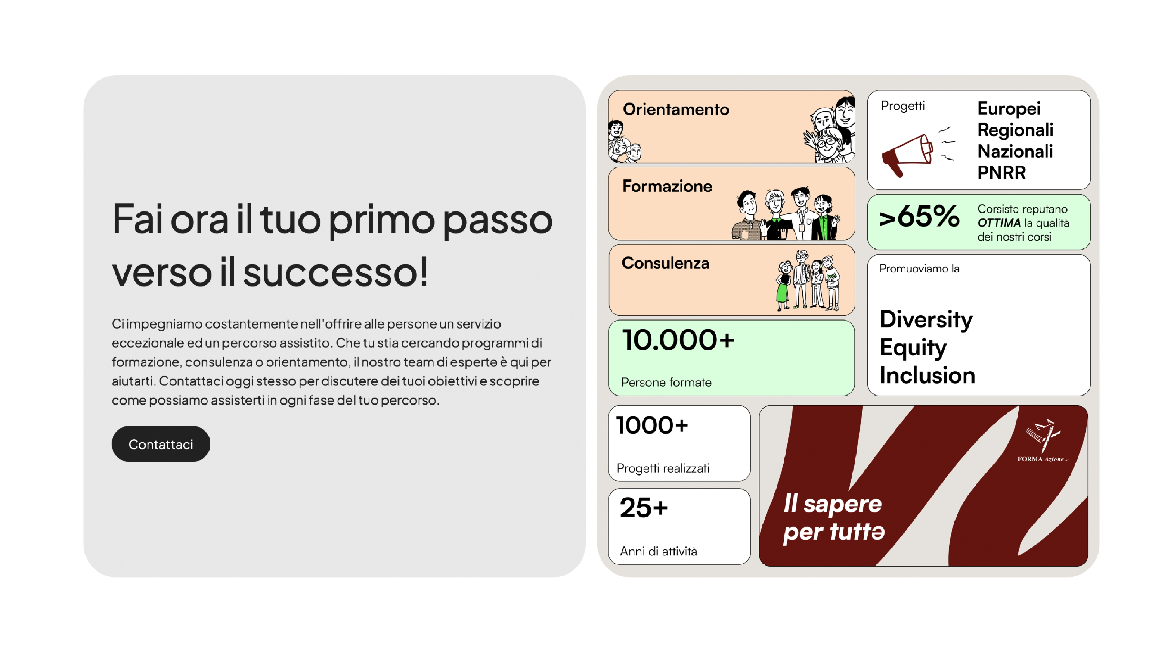 Web design user experience layout call to action grid servizi formazione consulenza