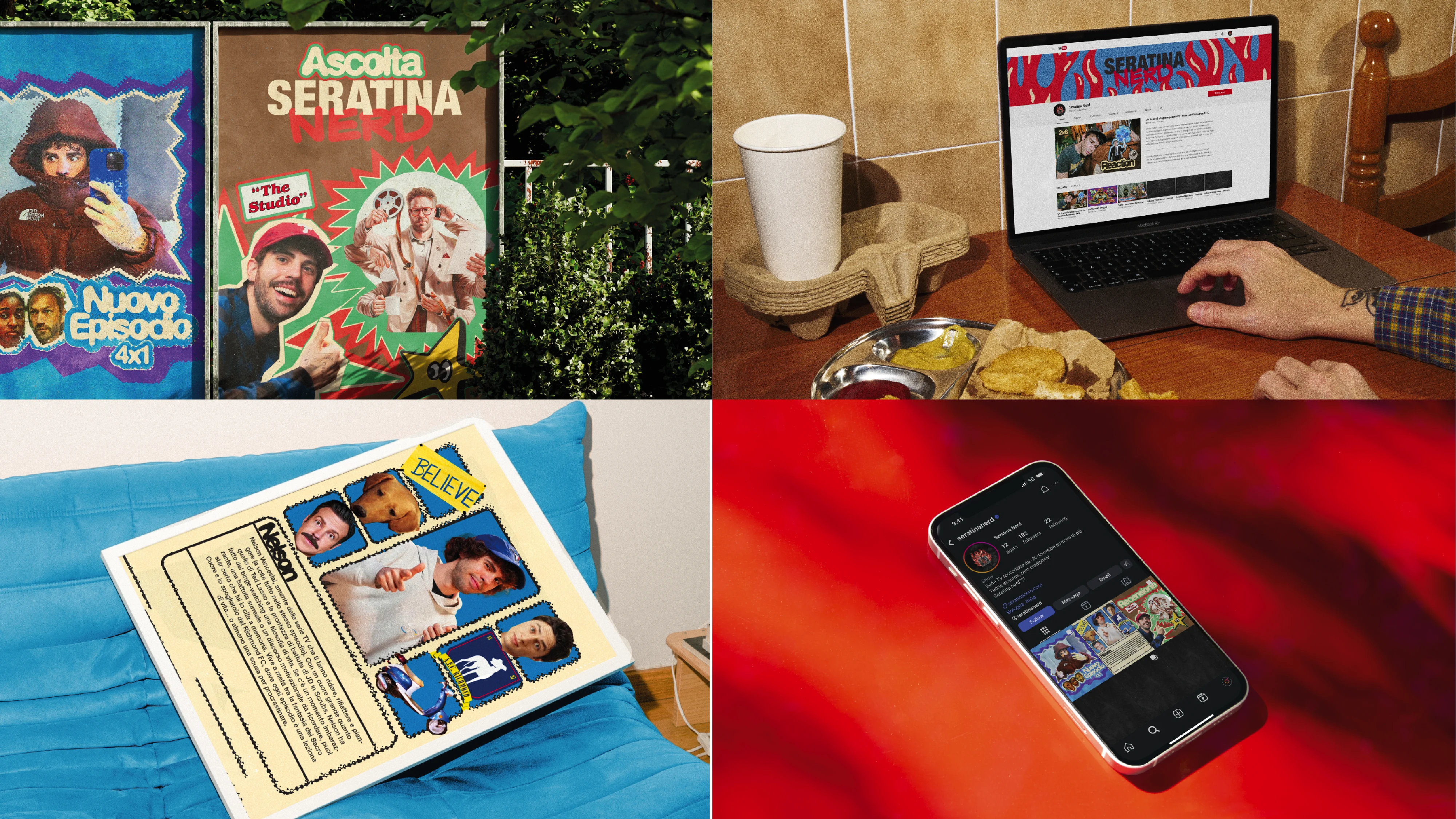 seratina nerd Materiali brand coordinati poster web design e social media content vintage style