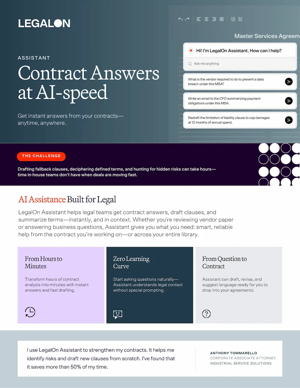 LegalOn AI assistant specifications sheet