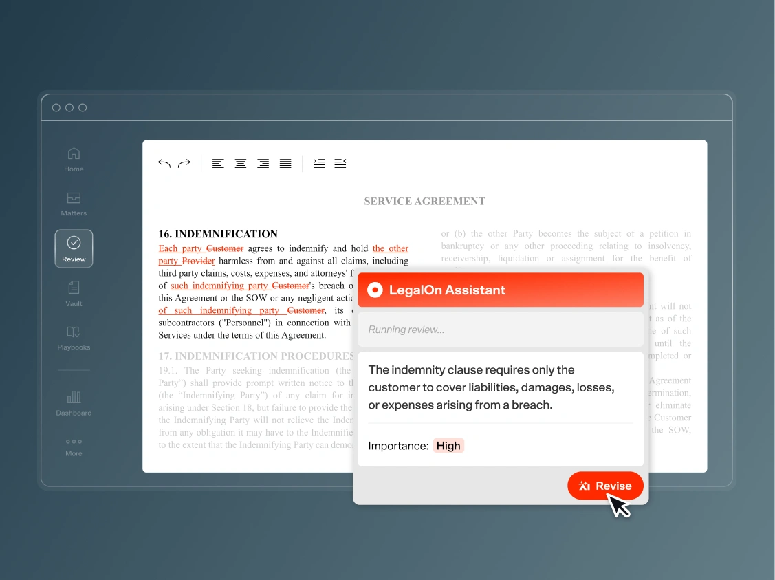 review and redline contracts inside LegalOn