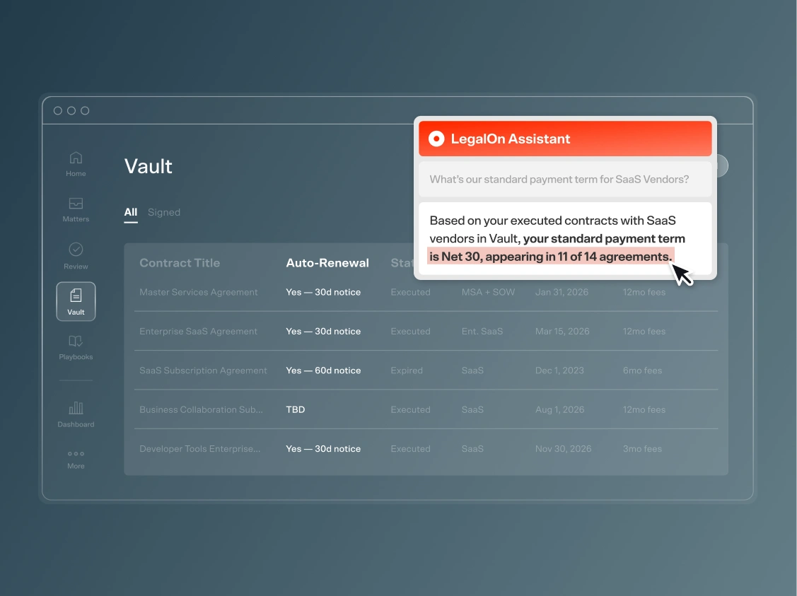 store and manage contracts using LegalOn Vault