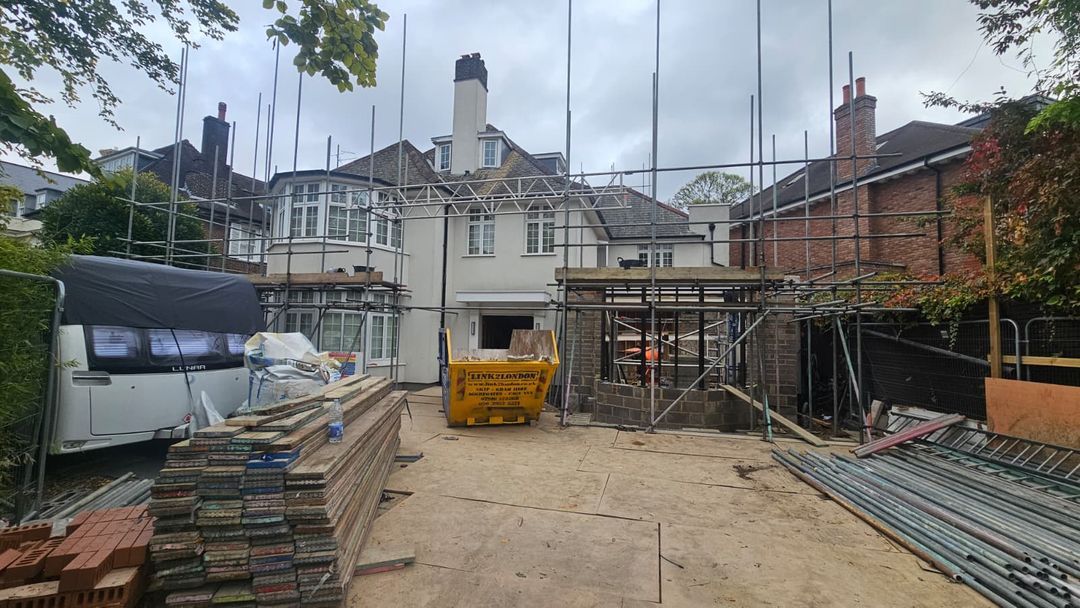 London rear extension project under construction by MB Build