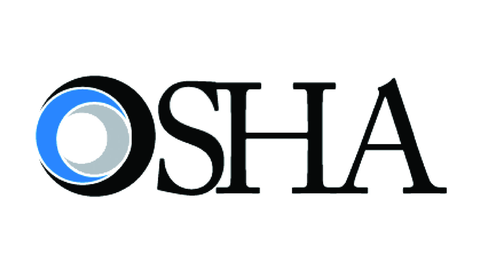 OSHA logo featuring stylized circular design in blue, black, and gray next to black text 'OSHA'.