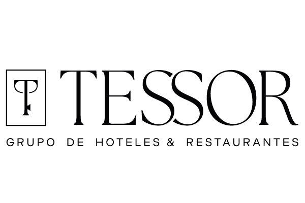 Tessor Grupo de Hoteles & Restaurantes logo with stylized T and key symbol.