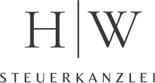 Logo mit den Buchstaben H und W getrennt durch einen senkrechten Strich, darunter steht Steuerkanzlei.