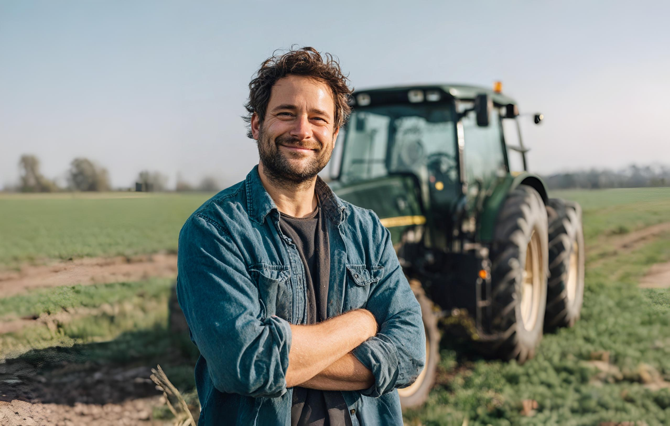 Farmer examining ryegrass with high lipid content for improved livestock nutrition and milk quality