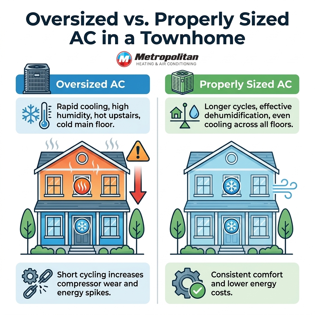 Oversized vs. Properly Sized AC in a Townhome