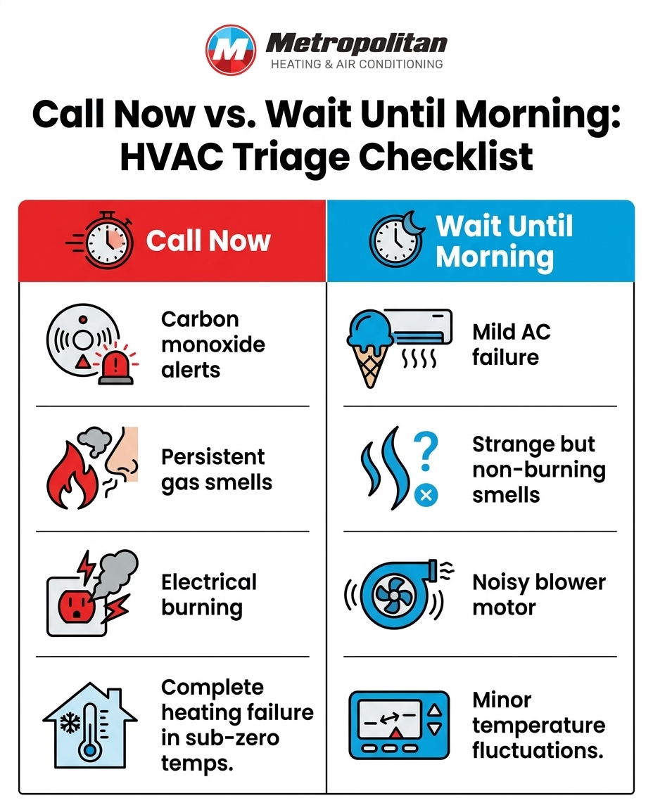 Call Now vs. Wait Until Morning: HVAC Triage Checklist