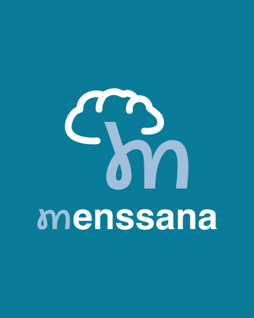 Gif de présentation des différentes variantes du logo Menssana, déclinées selon les couleurs de la palette chromatique (Cerulean, Spicy Paprika, etc.) pour illustrer la polyvalence de l'identité visuelle sur divers fonds. — Branding et développement de l'application de préparation mentale Menssana — Design graphique par le studio Pryzma.