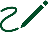 A green icon of a pen.