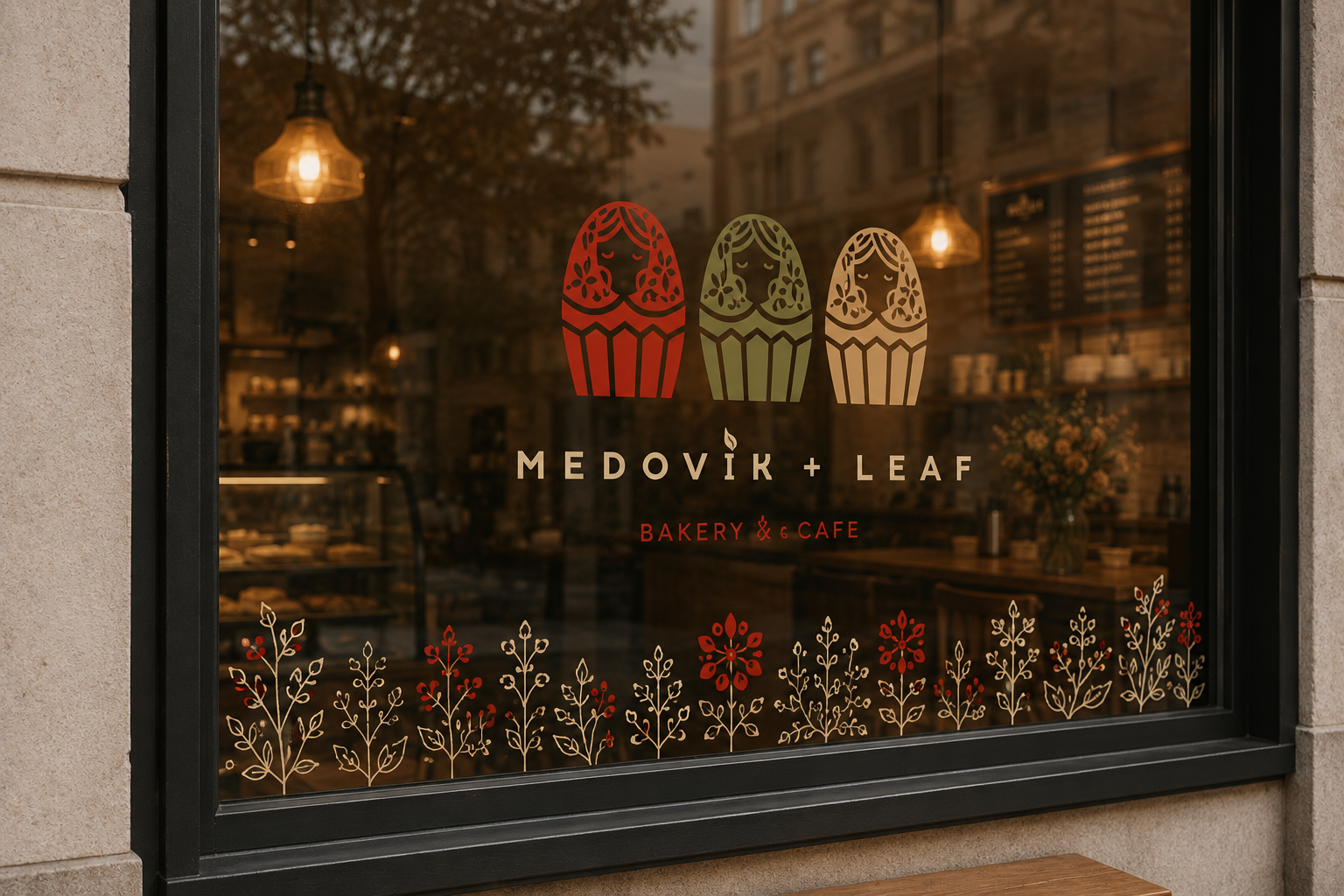 Medovik + Leaf window decal mockup