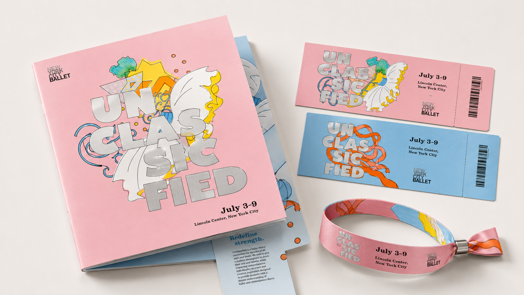 Unclassified ticket and wristband mockup
