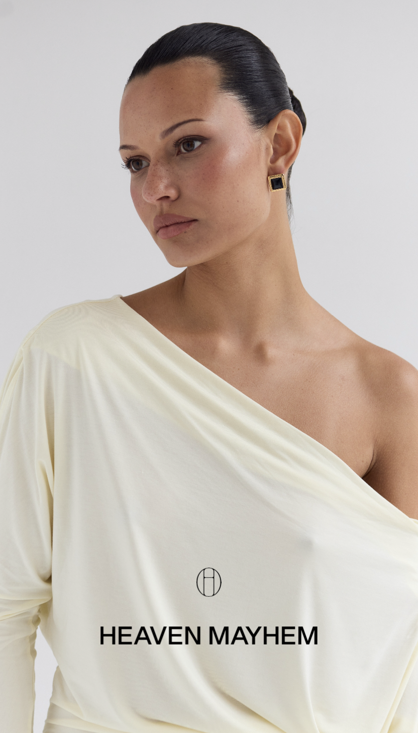 Icon and wordmark pairing on cream fashion image