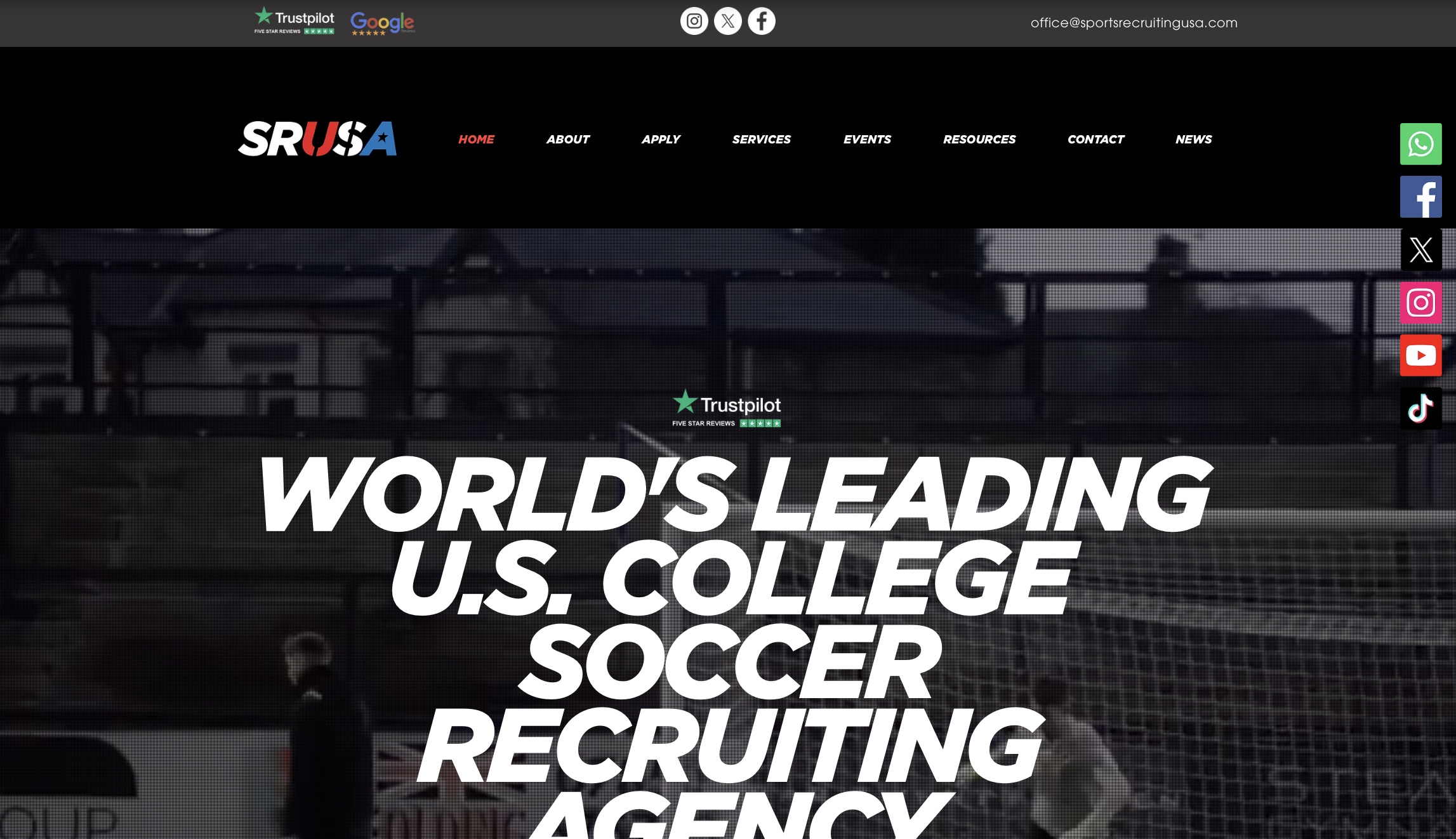 sports recruiting web site screen grab