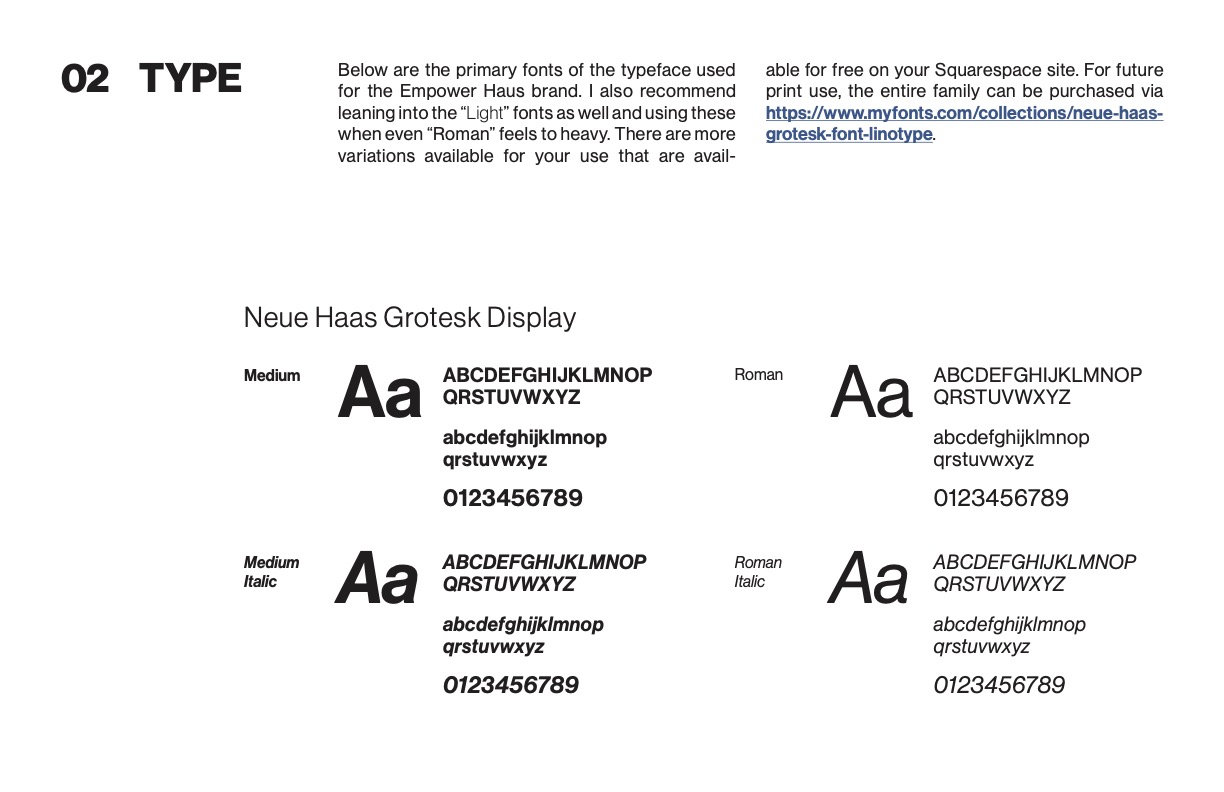 screengrab of typography guidelines