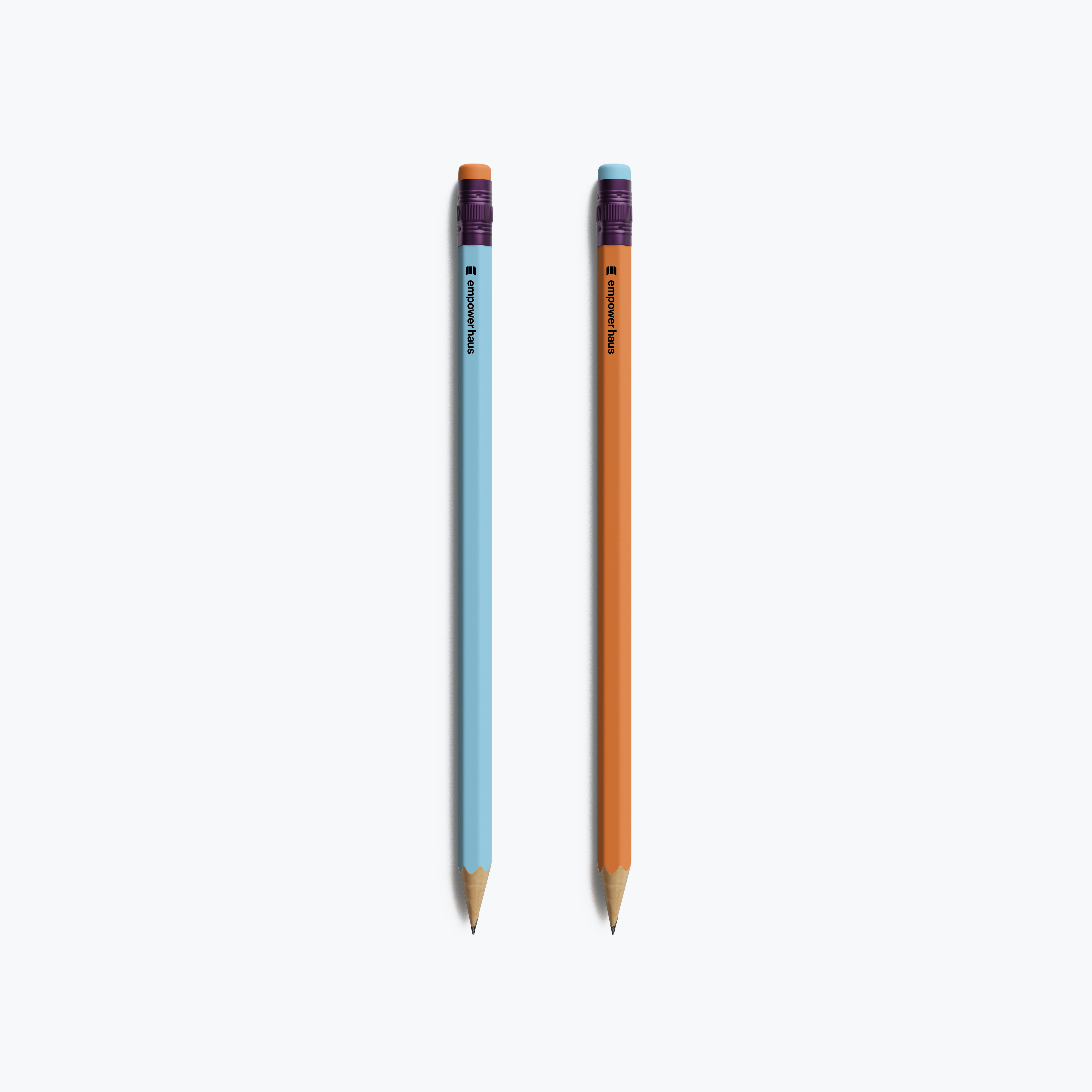 pencils with "E" logo
