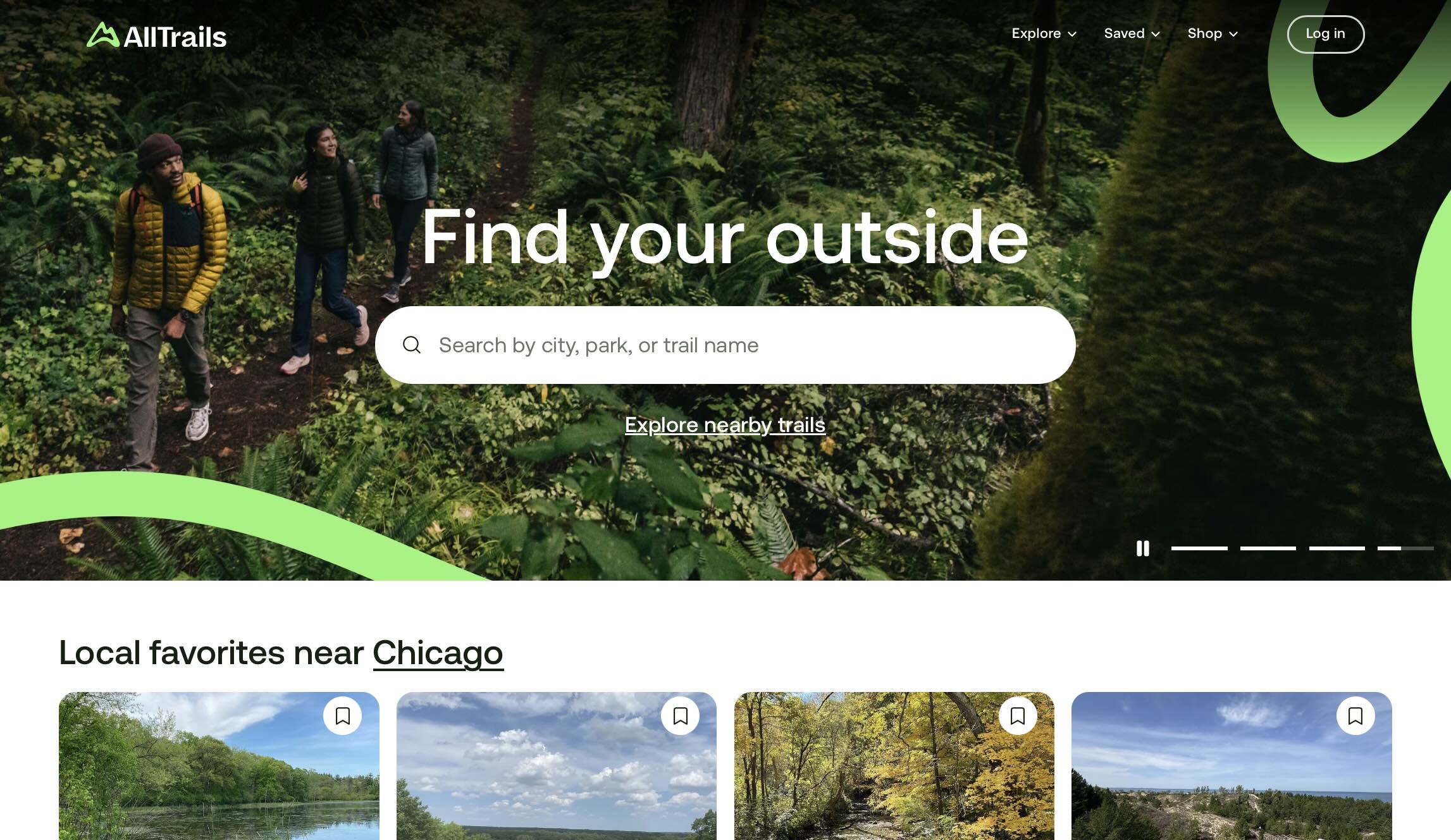 screengrab of alltrails website