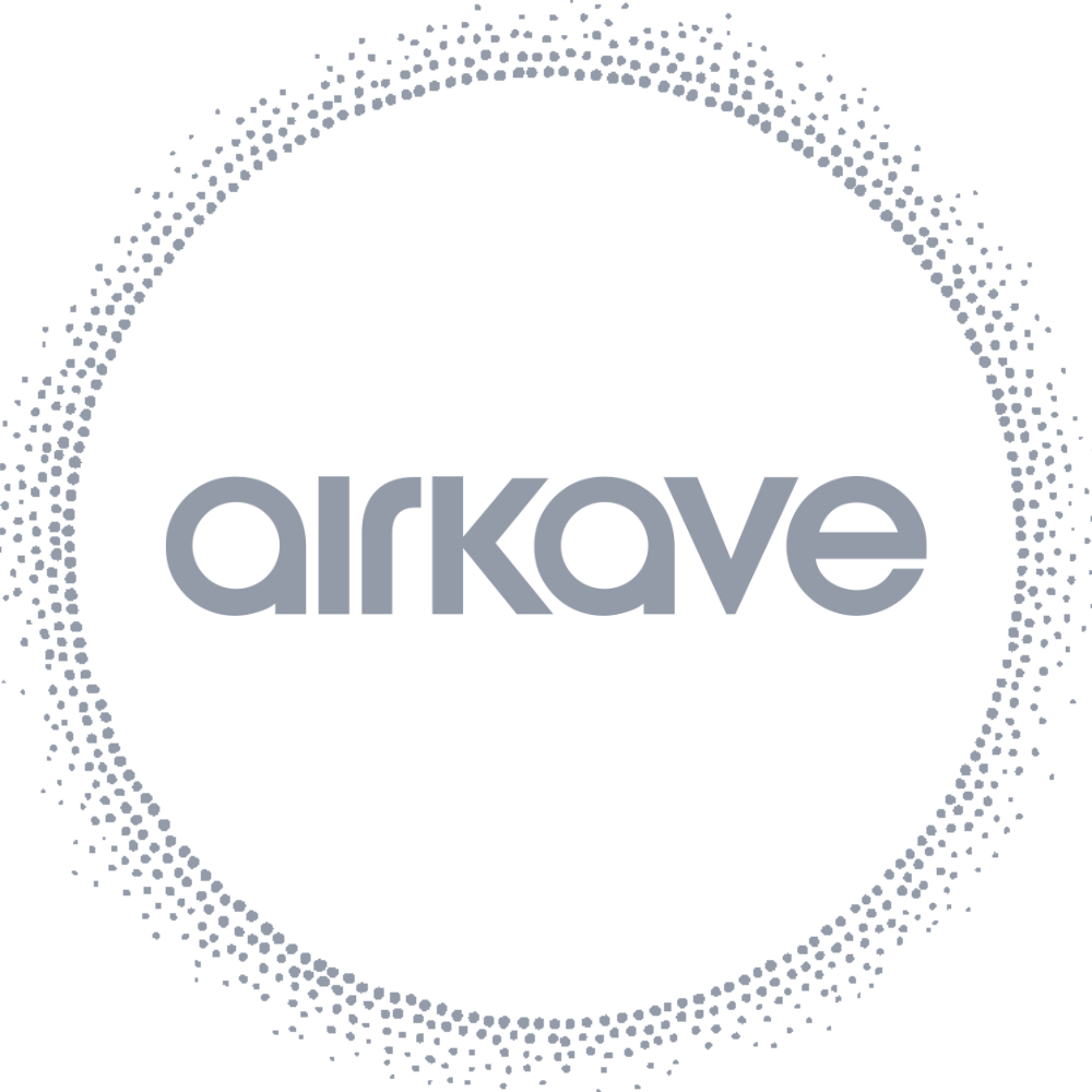 Airkave brand name surrounded by a dotted circular halo pattern.