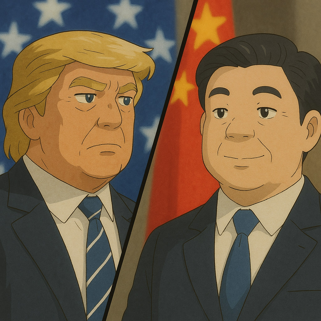Trump and Xi in ghibli style