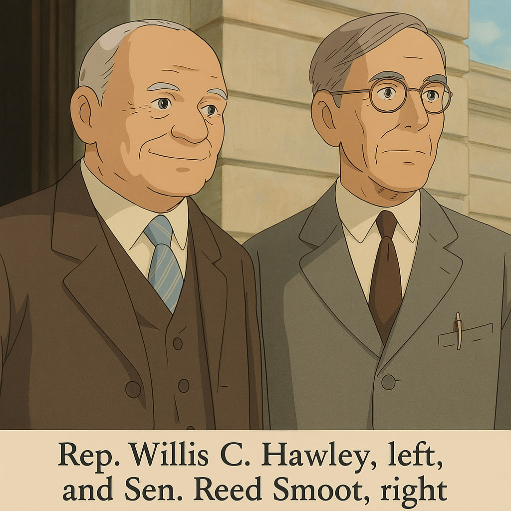Smoot-Hawley Tariffs in ghibli style
