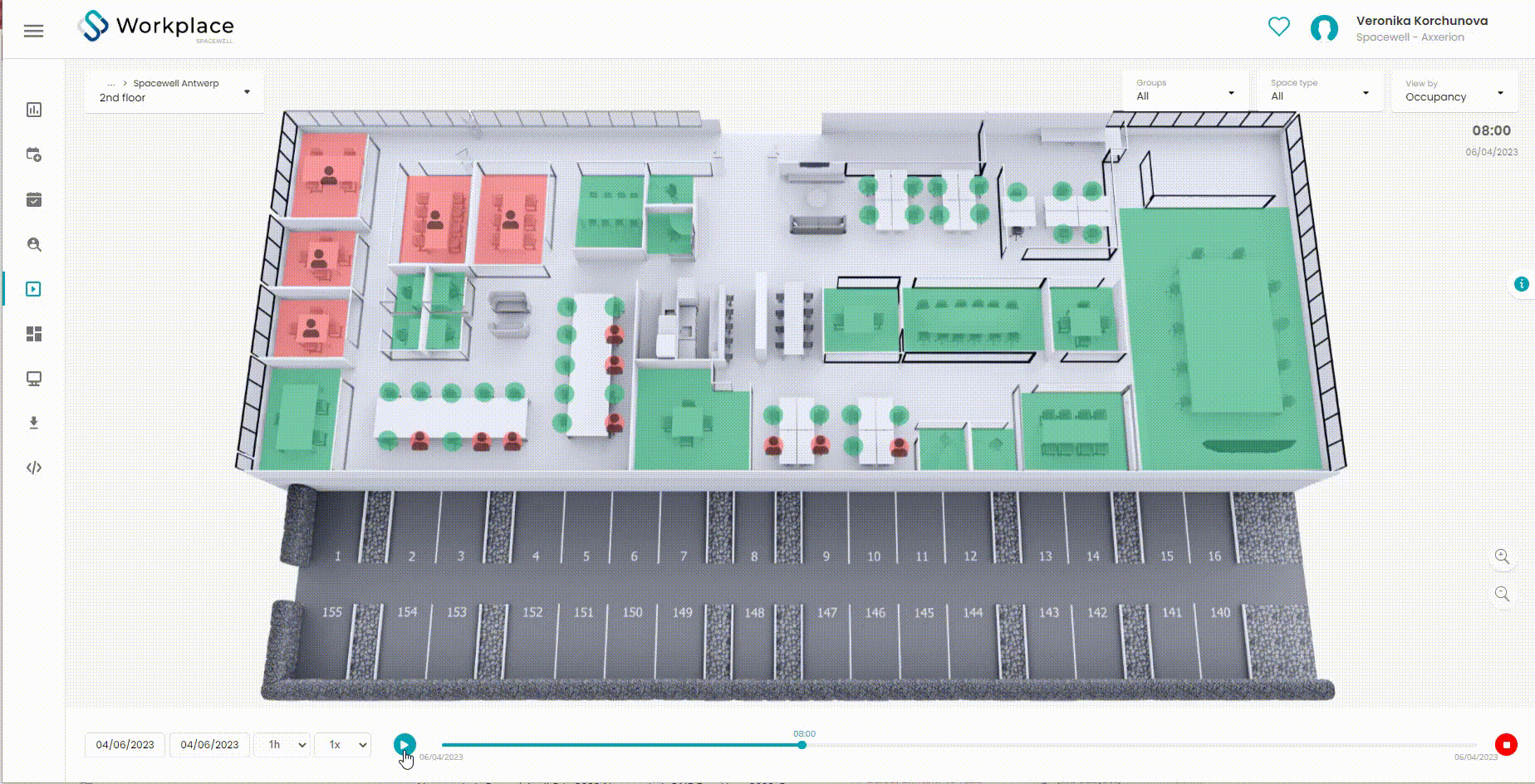 Spacewell Workplace, view by Occupancy