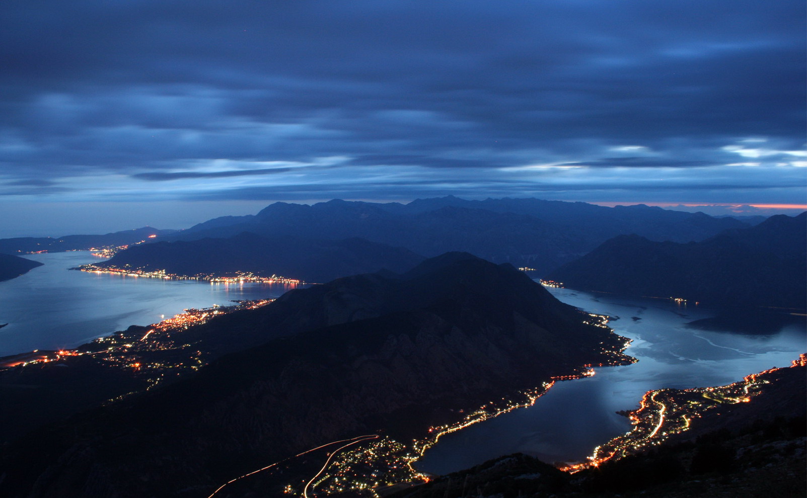 Bay of Kotor at night