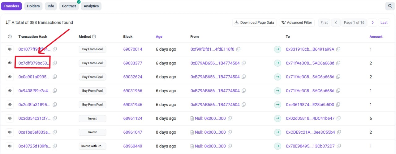 click on its transaction hash