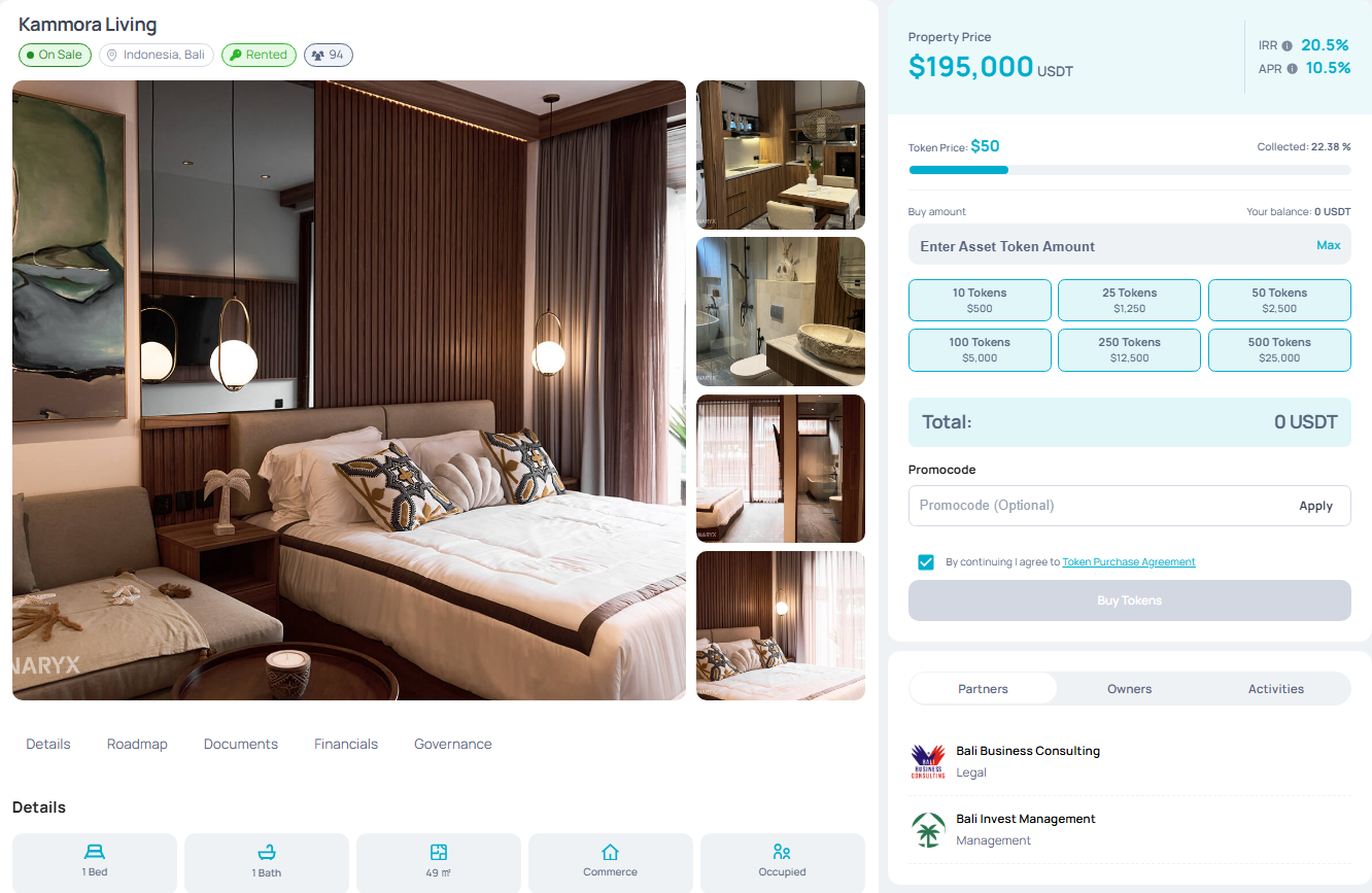 Kammora Living tokenization on Binaryx Platform
